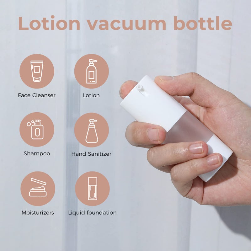 longway 0.5 Oz 15ml Airless Pump Bottles,Small Plastic Travel Vacuum Cosmetic Pump Bottles for Lotion and Cream(Pack of 6, Frosted) - Image 2